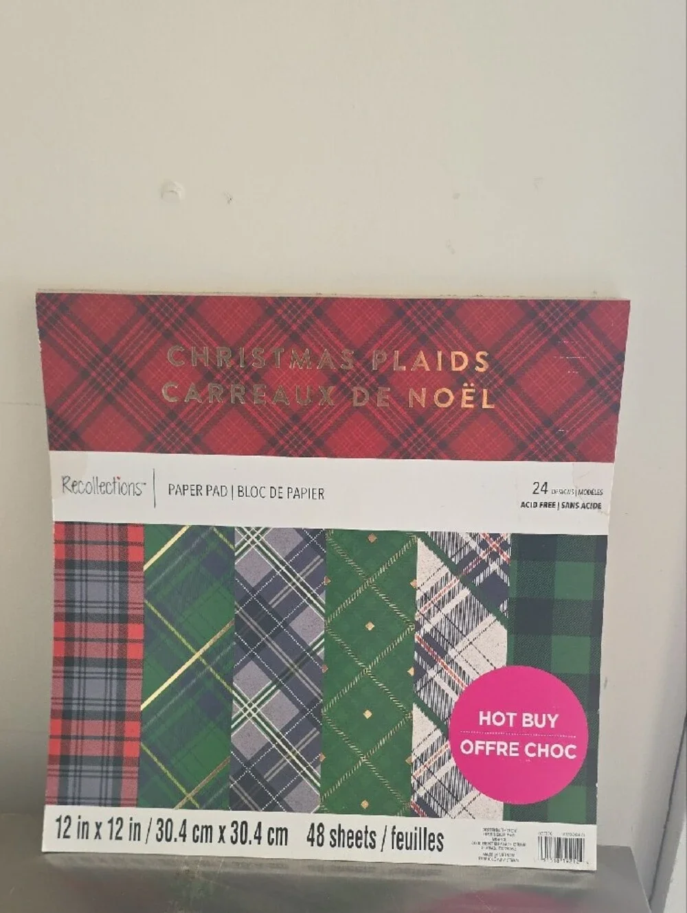 Recollections Christmas Plaids Paper Pad - Red, Green, Navy
